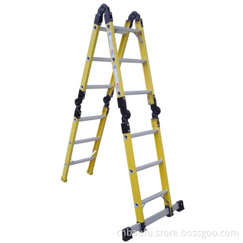 35kv Yellow Fiberglass 4-Section Folding Ladder